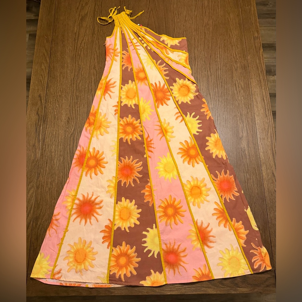 NWT FARM Rio x Anthropologie One Shoulder Seamed A-Line Sunburst Dress - Picture 5 of 12